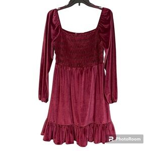 Lauren Conrad Velvet Midi Wine Chalet Party Dress